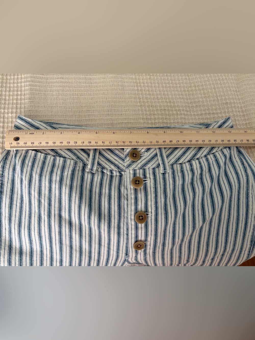 Madewell Blue White Striped Wide Leg Crop Pants Button Fly Women’s Size 27 - Picture 2 of 5